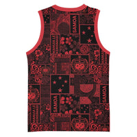 Dark Samoa Manuia Le Kerisimasi Basketball Jersey Pacific Patchwork Xmas Vibes LT9 - Polynesian Pride