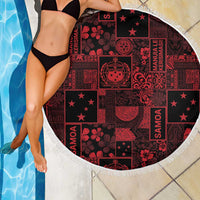 Dark Samoa Manuia Le Kerisimasi Beach Blanket Pacific Patchwork Xmas Vibes - Polynesian Pride