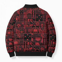 Dark Samoa Manuia Le Kerisimasi Bomber Puffer Jacket Pacific Patchwork Xmas Vibes LT9 - Polynesian Pride