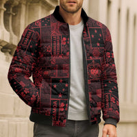 Dark Samoa Manuia Le Kerisimasi Bomber Puffer Jacket Pacific Patchwork Xmas Vibes LT9 - Polynesian Pride