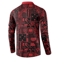 Dark Samoa Manuia Le Kerisimasi Button Sweatshirt Pacific Patchwork Xmas Vibes LT9 - Polynesian Pride