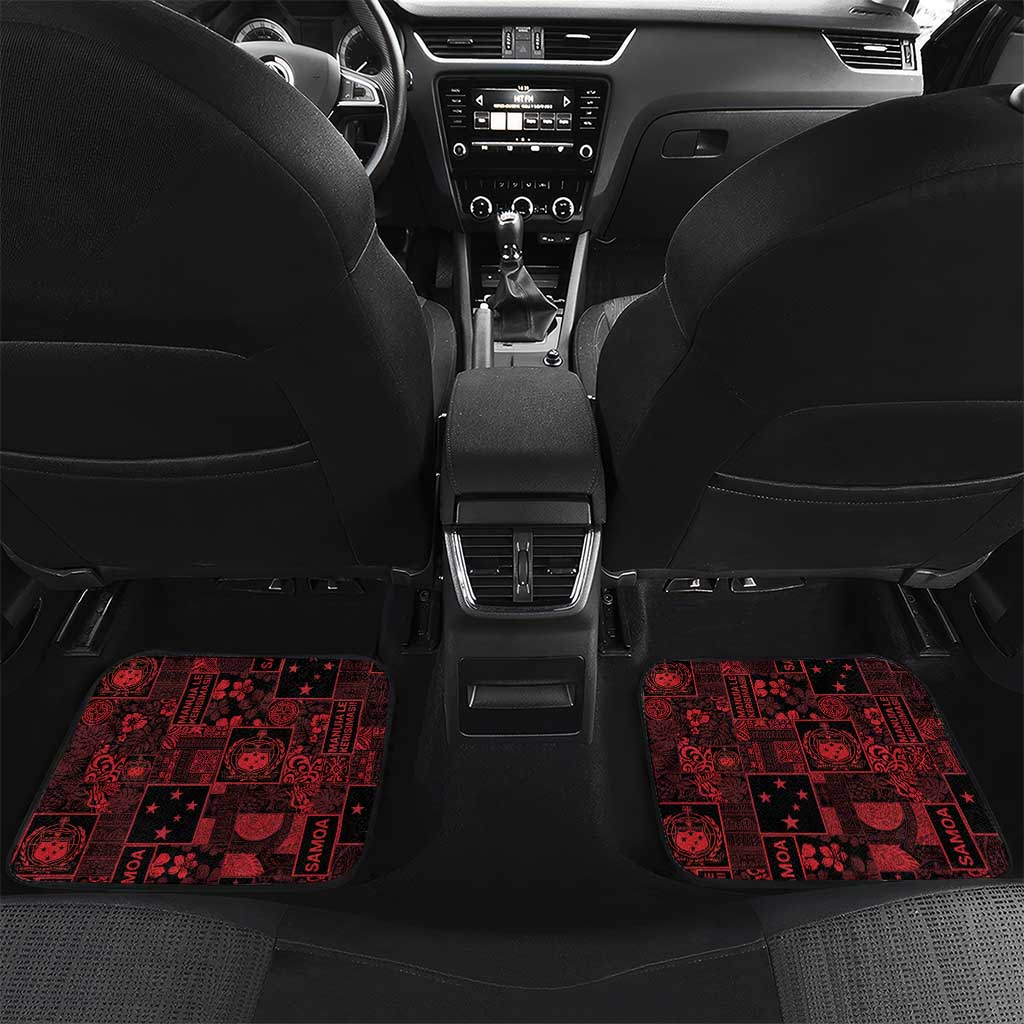 Dark Samoa Manuia Le Kerisimasi Car Mats Pacific Patchwork Xmas Vibes LT9 Set 2pcs - Back Red - Polynesian Pride