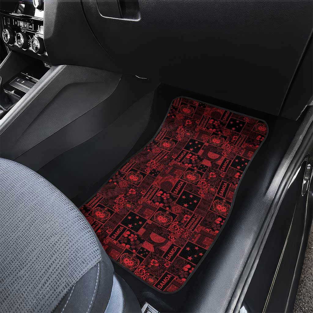 Dark Samoa Manuia Le Kerisimasi Car Mats Pacific Patchwork Xmas Vibes LT9 - Polynesian Pride