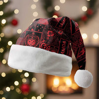 Dark Samoa Manuia Le Kerisimasi Christmas Santa Hat Pacific Patchwork Xmas Vibes - Polynesian Pride