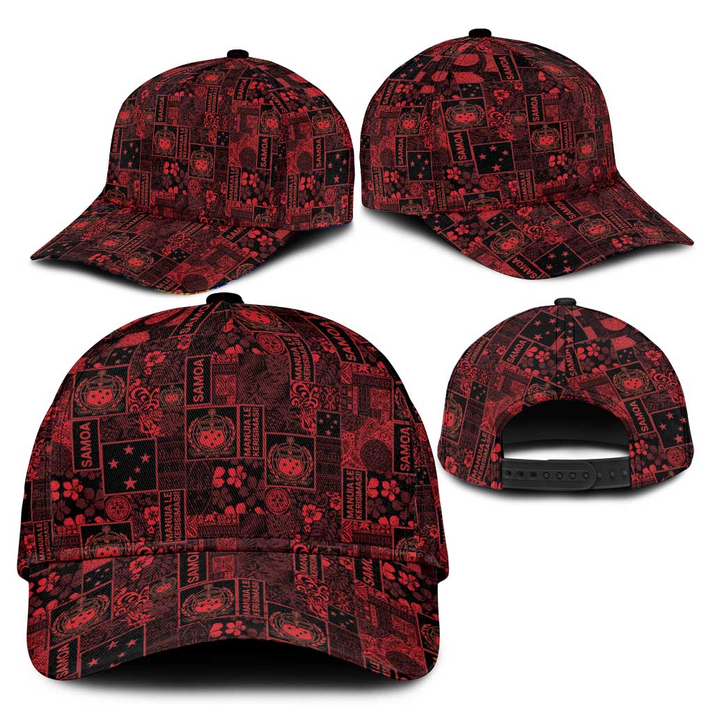 Dark Samoa Manuia Le Kerisimasi Classic Cap Pacific Patchwork Xmas Vibes - Polynesian Pride