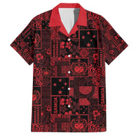 Dark Samoa Manuia Le Kerisimasi Family Matching Off The Shoulder Long Sleeve Dress and Hawaiian Shirt Pacific Patchwork Xmas Vibes - Polynesian Pride