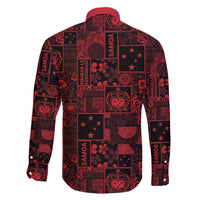 Dark Samoa Manuia Le Kerisimasi Family Matching Off The Shoulder Long Sleeve Dress and Hawaiian Shirt Pacific Patchwork Xmas Vibes - Polynesian Pride