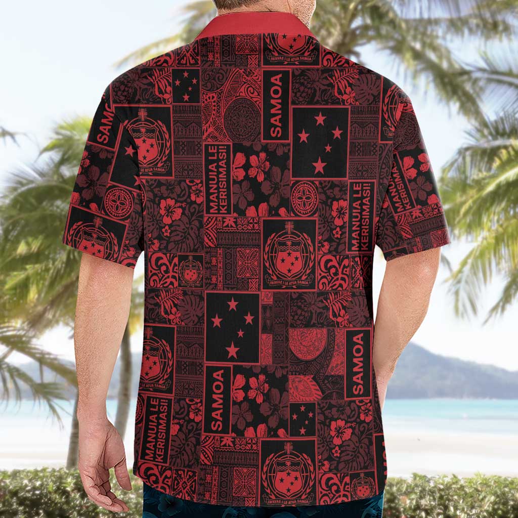 Dark Samoa Manuia Le Kerisimasi Hawaiian Shirt Pacific Patchwork Xmas Vibes LT9 - Polynesian Pride