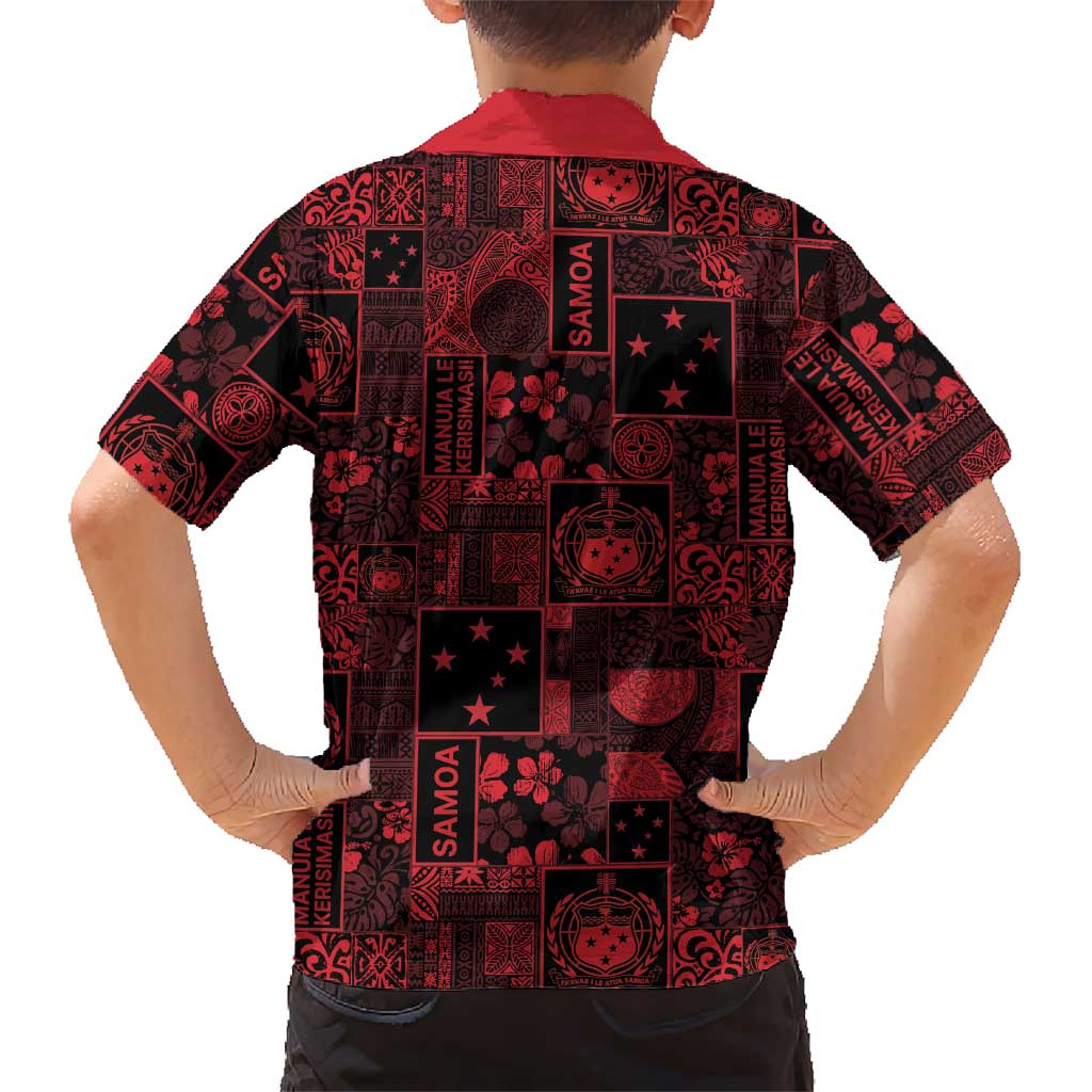 Dark Samoa Manuia Le Kerisimasi Hawaiian Shirt Pacific Patchwork Xmas Vibes LT9 - Polynesian Pride