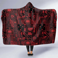 Dark Samoa Manuia Le Kerisimasi Hooded Blanket Pacific Patchwork Xmas Vibes LT9 One Size Red - Polynesian Pride