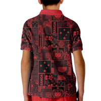 Dark Samoa Manuia Le Kerisimasi Kid Polo Shirt Pacific Patchwork Xmas Vibes LT9 - Polynesian Pride