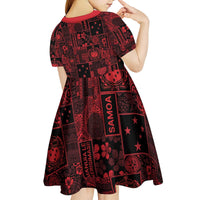 Dark Samoa Manuia Le Kerisimasi Kid Short Sleeve Dress Pacific Patchwork Xmas Vibes LT9 - Polynesian Pride