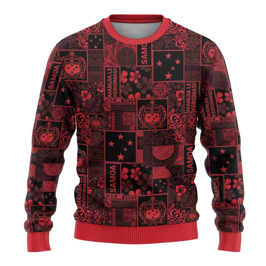 Dark Samoa Manuia Le Kerisimasi Ugly Christmas Sweater Pacific Patchwork Xmas Vibes - Polynesian Pride