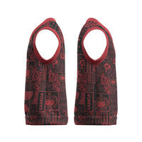 Dark Samoa Manuia Le Kerisimasi Christmas Knitted V-Neck Vest Pacific Patchwork Xmas Vibes LT9 - Polynesian Pride