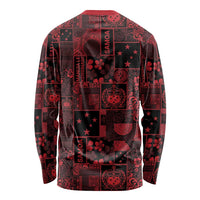 Dark Samoa Manuia Le Kerisimasi Long Sleeve Shirt Pacific Patchwork Xmas Vibes LT9 - Polynesian Pride