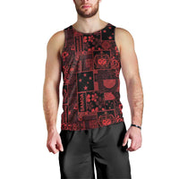 Dark Samoa Manuia Le Kerisimasi Men Tank Top Pacific Patchwork Xmas Vibes - Polynesian Pride