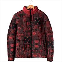 Dark Samoa Manuia Le Kerisimasi Padded Jacket Pacific Patchwork Xmas Vibes LT9 - Polynesian Pride
