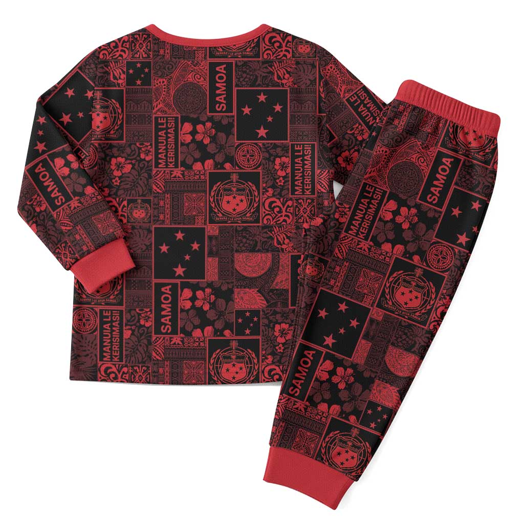 Dark Samoa Manuia Le Kerisimasi Christmas Pajama Set Pacific Patchwork Xmas Vibes LT9 - Polynesian Pride