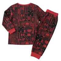 Dark Samoa Manuia Le Kerisimasi Christmas Pajama Set Pacific Patchwork Xmas Vibes LT9 - Polynesian Pride