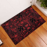 Dark Samoa Manuia Le Kerisimasi Rubber Doormat Pacific Patchwork Xmas Vibes LT9 - Polynesian Pride