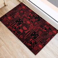 Dark Samoa Manuia Le Kerisimasi Rubber Doormat Pacific Patchwork Xmas Vibes LT9 - Polynesian Pride