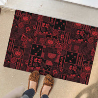 Dark Samoa Manuia Le Kerisimasi Rubber Doormat Pacific Patchwork Xmas Vibes LT9 - Polynesian Pride