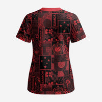 Dark Samoa Manuia Le Kerisimasi Scrub Top Pacific Patchwork Xmas Vibes LT9 - Polynesian Pride