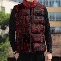 Dark Samoa Manuia Le Kerisimasi Sleeveless Puffer Jacket Pacific Patchwork Xmas Vibes LT9 - Polynesian Pride