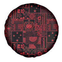 Dark Samoa Manuia Le Kerisimasi Spare Tire Cover Pacific Patchwork Xmas Vibes - Polynesian Pride