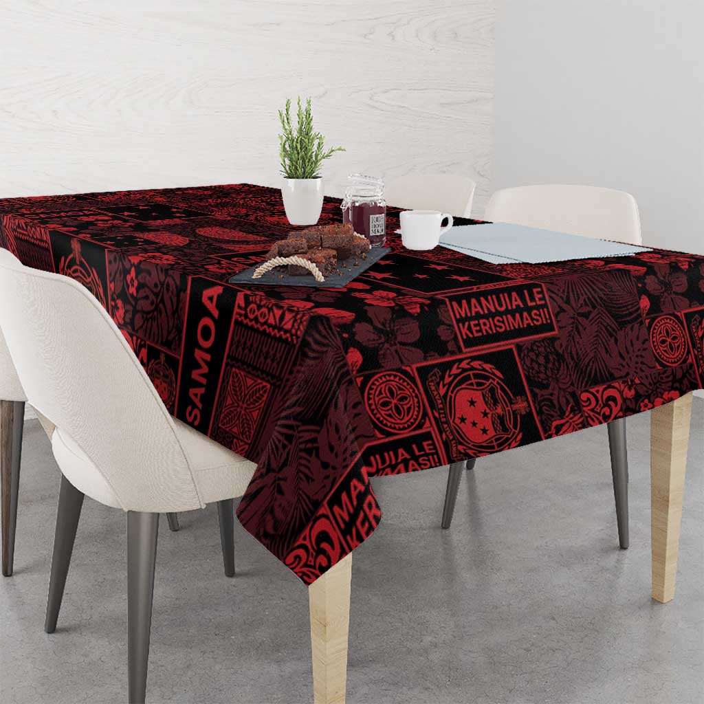 Dark Samoa Manuia Le Kerisimasi Tablecloth Pacific Patchwork Xmas Vibes LT9 - Polynesian Pride