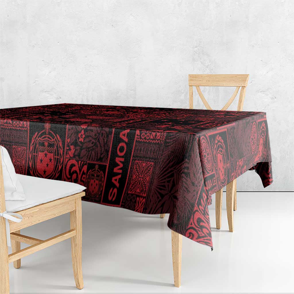 Dark Samoa Manuia Le Kerisimasi Tablecloth Pacific Patchwork Xmas Vibes LT9 - Polynesian Pride