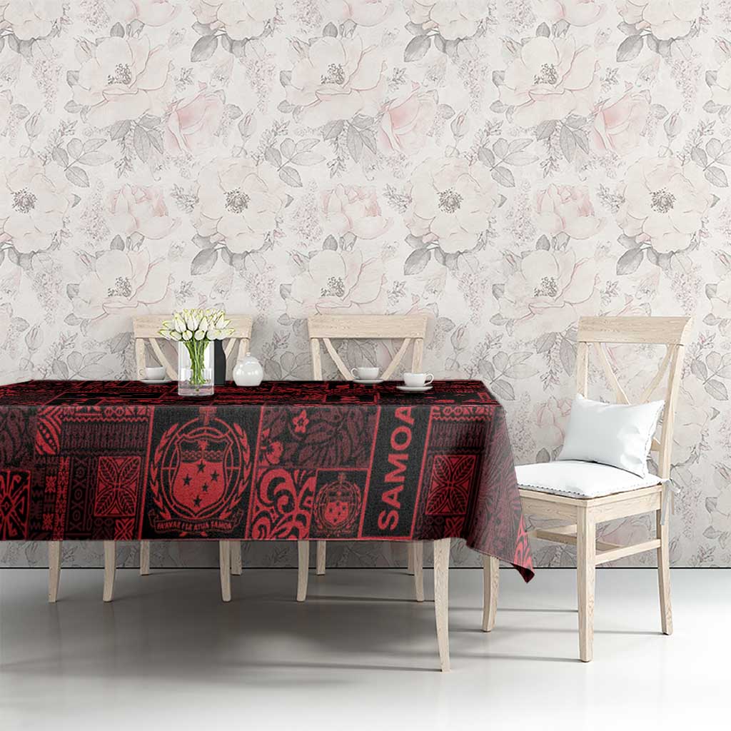 Dark Samoa Manuia Le Kerisimasi Tablecloth Pacific Patchwork Xmas Vibes LT9 - Polynesian Pride