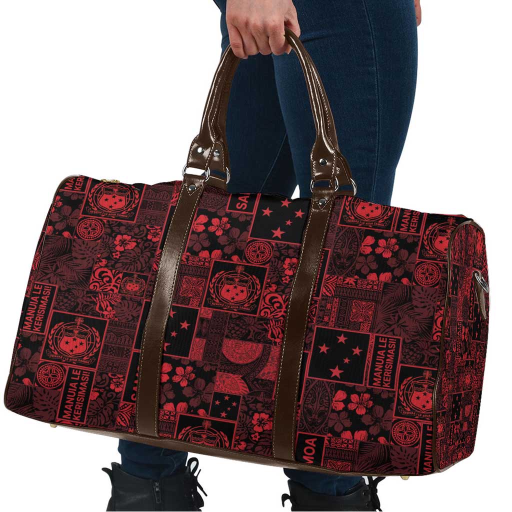Dark Samoa Manuia Le Kerisimasi Travel Bag Pacific Patchwork Xmas Vibes LT9 - Polynesian Pride