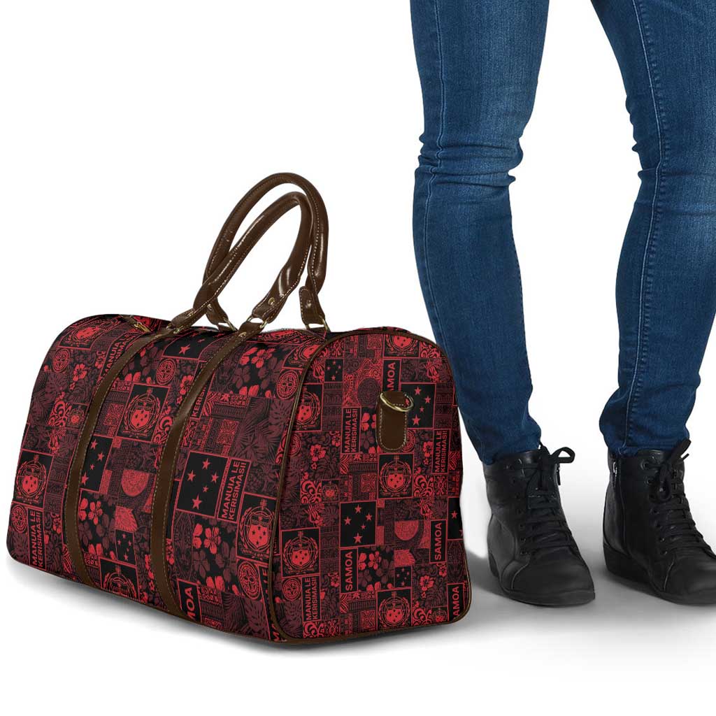 Dark Samoa Manuia Le Kerisimasi Travel Bag Pacific Patchwork Xmas Vibes LT9 - Polynesian Pride