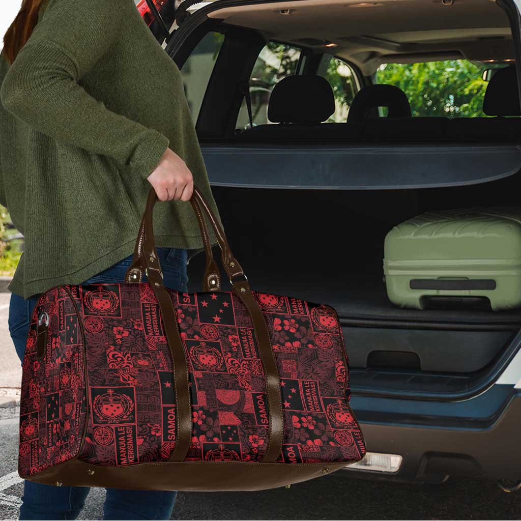 Dark Samoa Manuia Le Kerisimasi Travel Bag Pacific Patchwork Xmas Vibes LT9 - Polynesian Pride