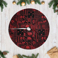 Dark Samoa Manuia Le Kerisimasi Tree Skirt Pacific Patchwork Xmas Vibes LT9 Casual Red - Polynesian Pride