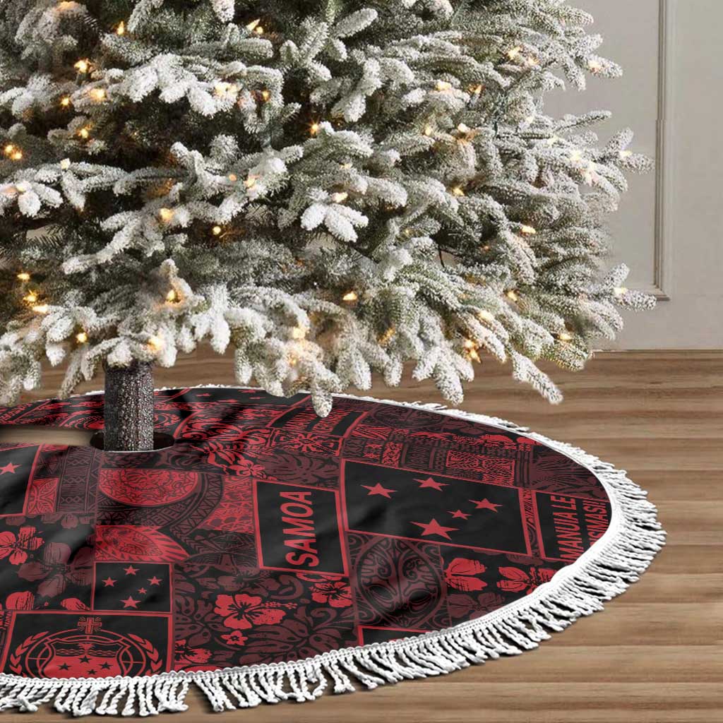 Dark Samoa Manuia Le Kerisimasi Tree Skirt Pacific Patchwork Xmas Vibes LT9 - Polynesian Pride