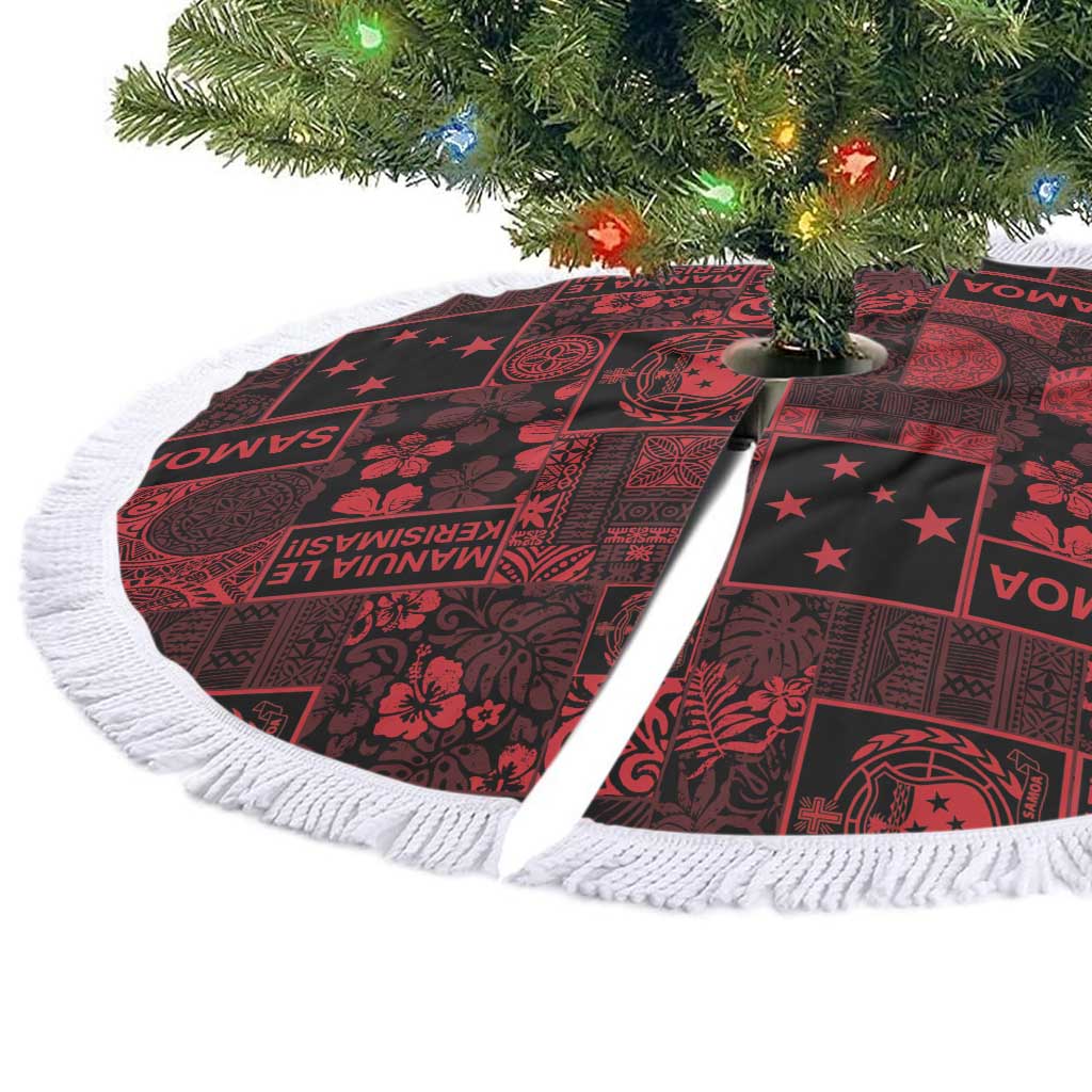 Dark Samoa Manuia Le Kerisimasi Tree Skirt Pacific Patchwork Xmas Vibes LT9 - Polynesian Pride