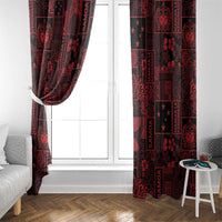Dark Samoa Manuia Le Kerisimasi Window Curtain Pacific Patchwork Xmas Vibes - Polynesian Pride