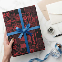Dark Samoa Manuia Le Kerisimasi Wrapping Paper Pacific Patchwork Xmas Vibes LT9 - Polynesian Pride