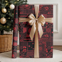Dark Samoa Manuia Le Kerisimasi Wrapping Paper Pacific Patchwork Xmas Vibes LT9 - Polynesian Pride