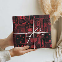 Dark Samoa Manuia Le Kerisimasi Wrapping Paper Pacific Patchwork Xmas Vibes LT9 - Polynesian Pride
