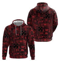 Dark Samoa Manuia Le Kerisimasi Zip Hoodie Pacific Patchwork Xmas Vibes LT9 - Polynesian Pride