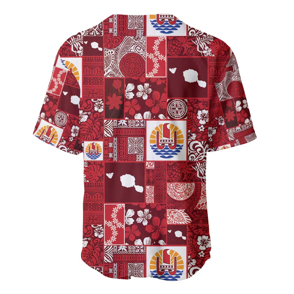 Tahiti Oaoa I Teie Noera Baseball Jersey Pacific Patchwork Xmas Vibes - Polynesian Pride