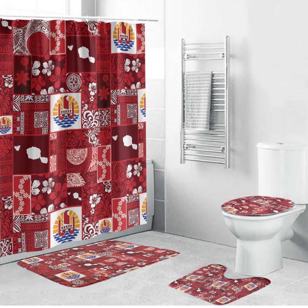 Tahiti Oaoa I Teie Noera Bathroom Set Pacific Patchwork Xmas Vibes - Polynesian Pride