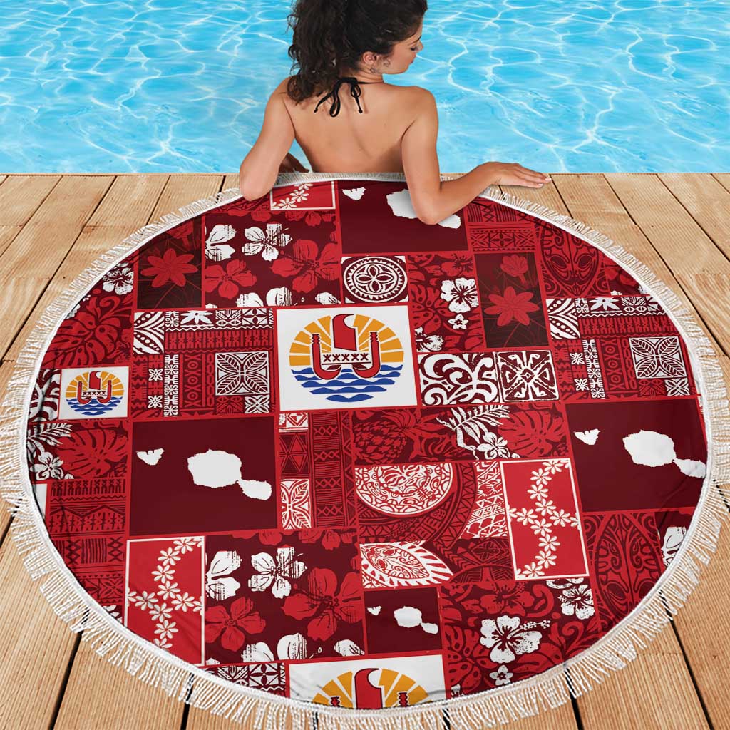 Tahiti Oaoa I Teie Noera Beach Blanket Pacific Patchwork Xmas Vibes - Polynesian Pride