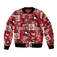 Tahiti Oaoa I Teie Noera Bomber Jacket Pacific Patchwork Xmas Vibes - Polynesian Pride