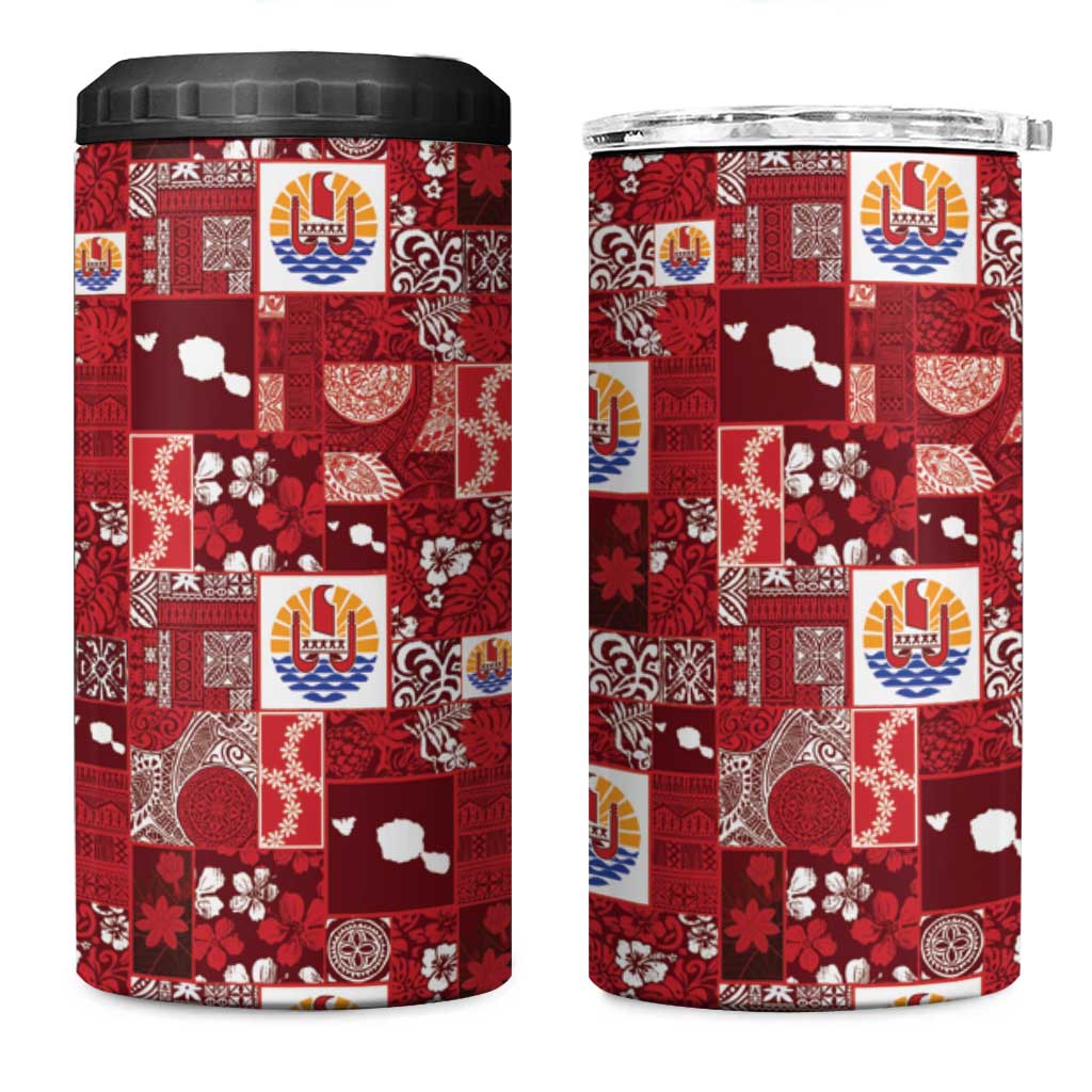 Tahiti Oaoa I Teie Noera 4 in 1 Can Cooler Tumbler Pacific Patchwork Xmas Vibes - Polynesian Pride