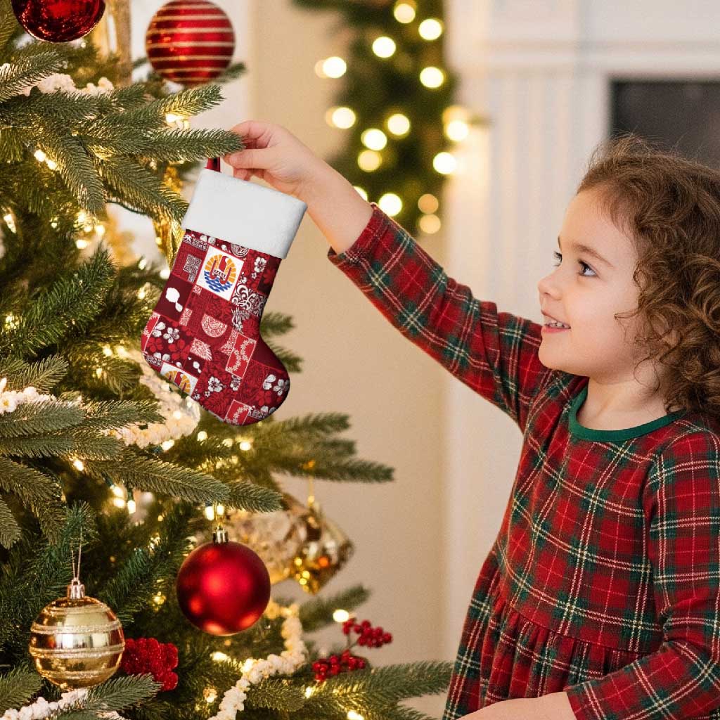 Tahiti Oaoa I Teie Noera Christmas Stocking Pacific Patchwork Xmas Vibes - Polynesian Pride