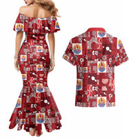 Tahiti Oaoa I Teie Noera Couples Matching Mermaid Dress and Hawaiian Shirt Pacific Patchwork Xmas Vibes - Polynesian Pride